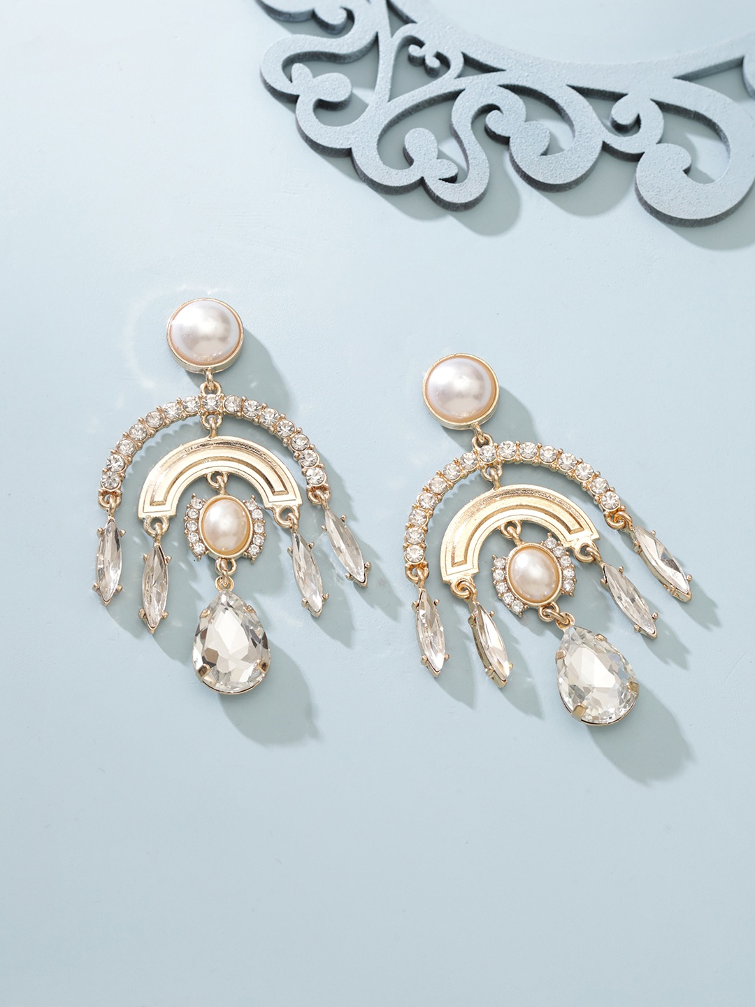 

Rubans Gold-Plated Zircon Classic Drop Earrings