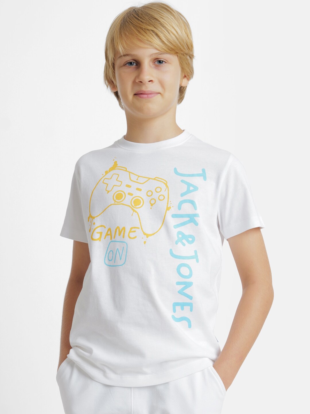 

Jack & Jones Junior Boys Typography Printed Cotton T-shirt, White