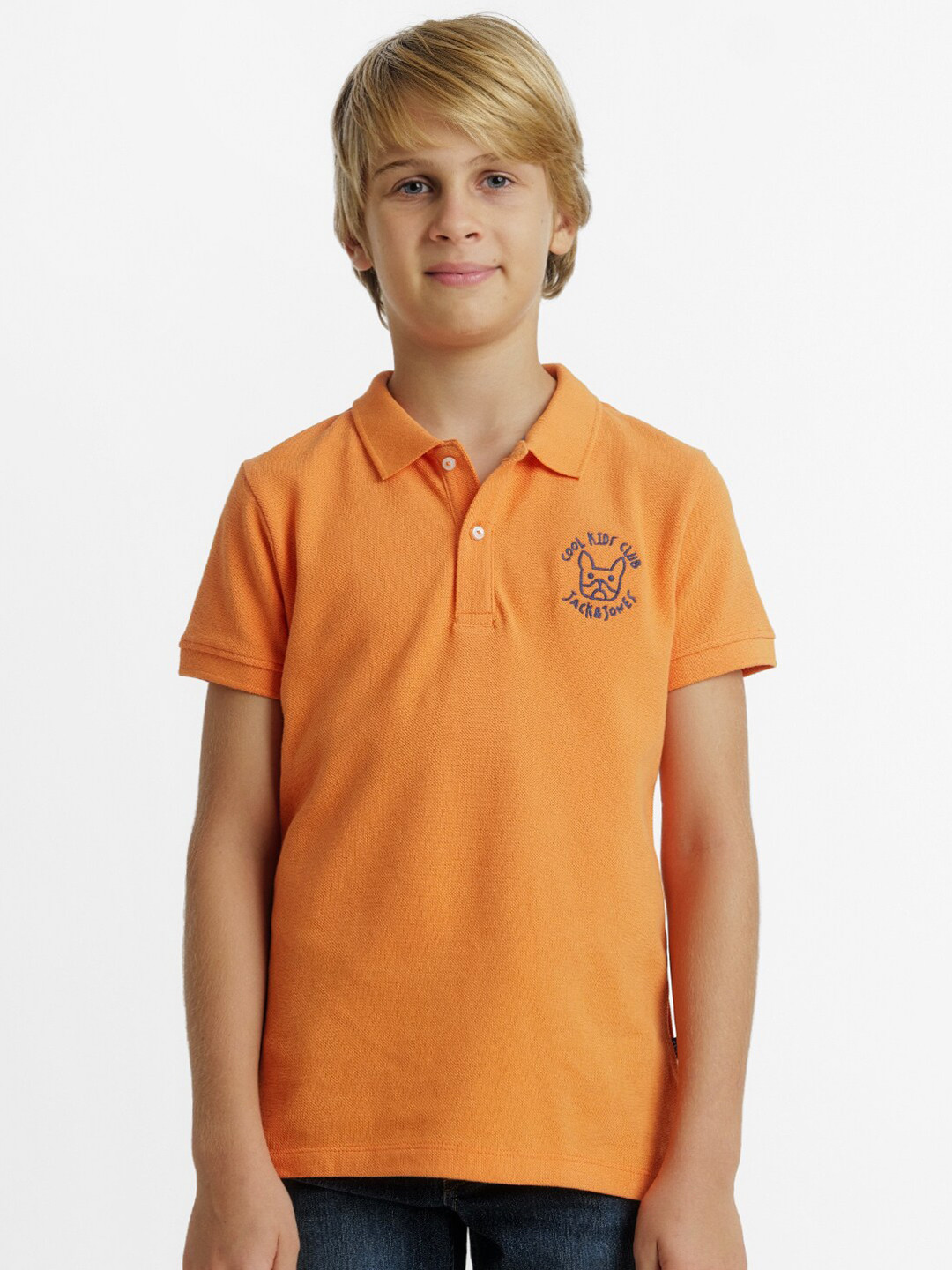 

Jack & Jones Junior Boys Polo Collar Cotton T-shirt, Orange