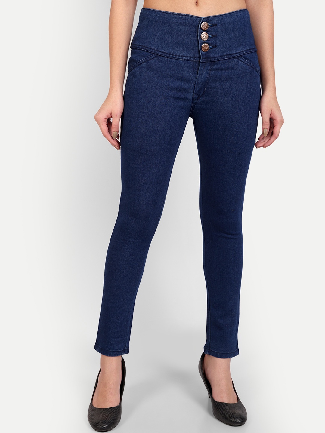 

BAESD Women High-Rise Clean Look Cotton Stretchable Jeans, Blue
