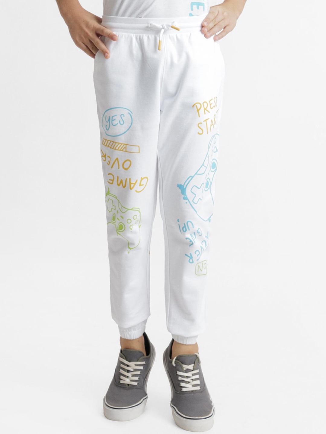 

Jack & Jones Junior Printed Cotton Joggers, White