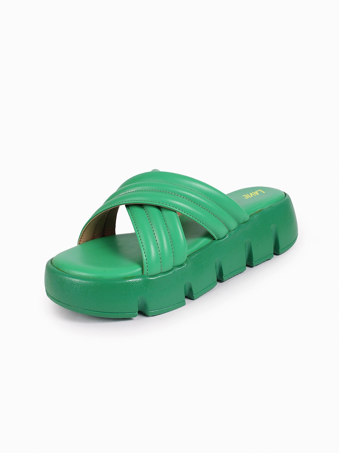 

Lavie Cross Strap Textured Open Toe Flatform Heels, Green