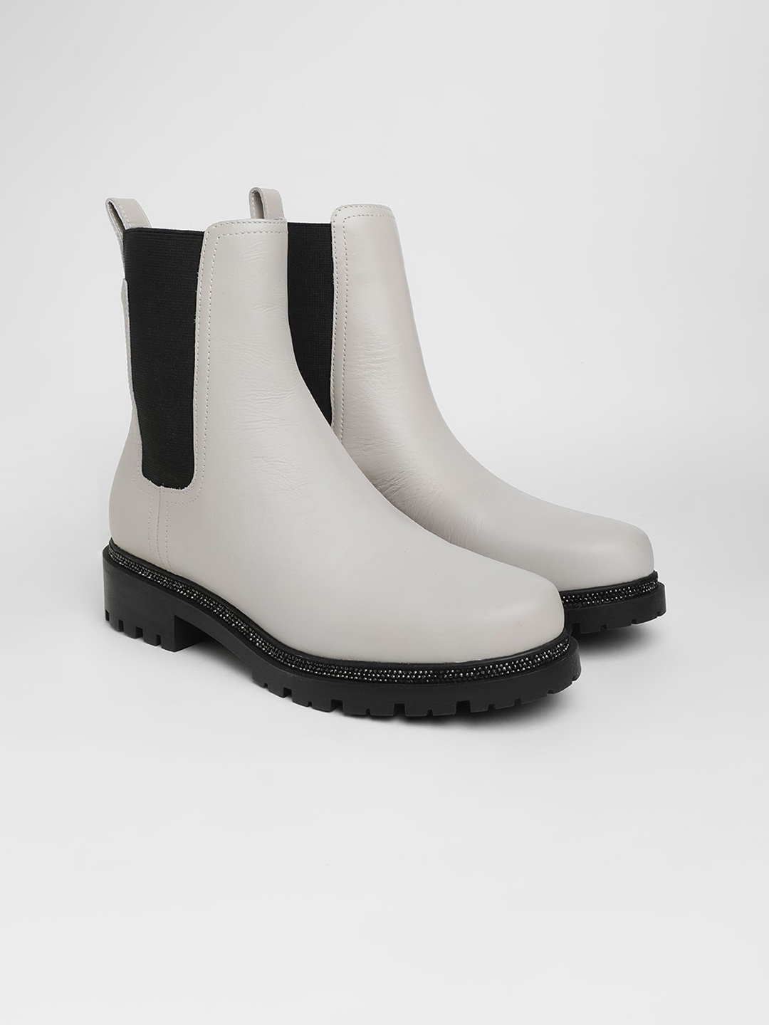 

DKNY Women Block-Heeled Chelsea Boots, Off white