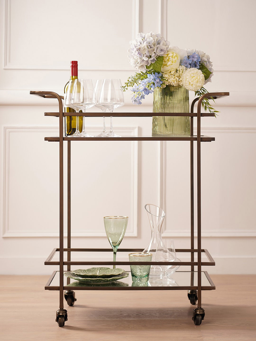 

Pure Home and Living Brown Two Layered Rectangle Metal Bar Cart