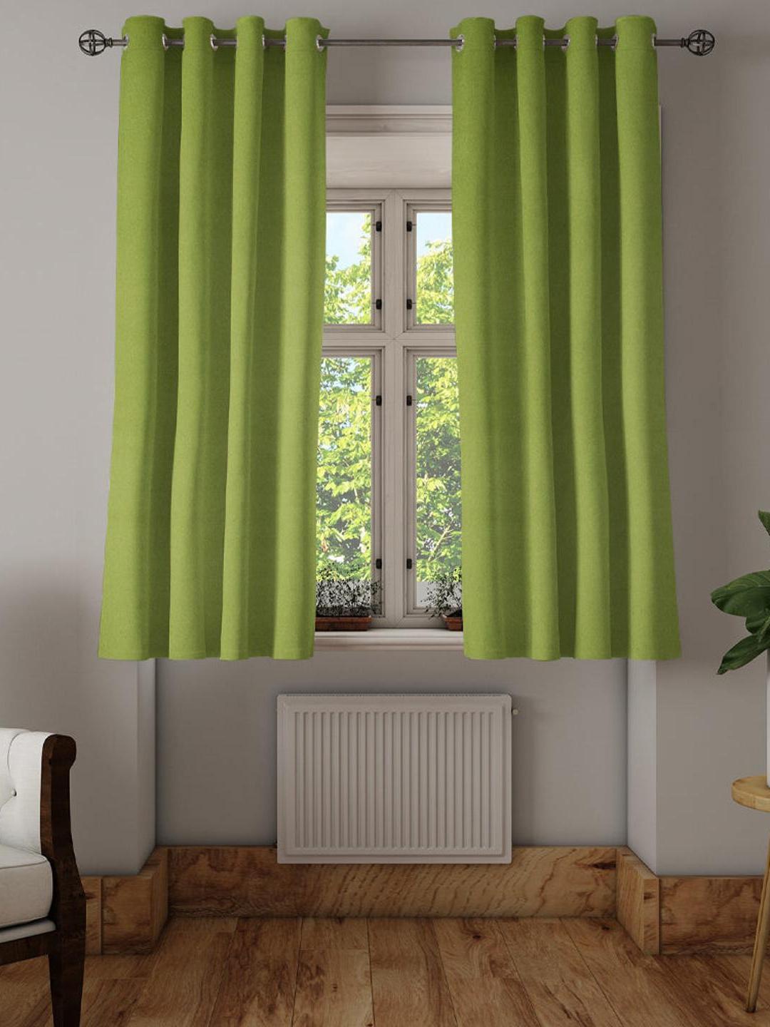 

Athome by Nilkamal Green 2 Pieces Black Out Window Curtains