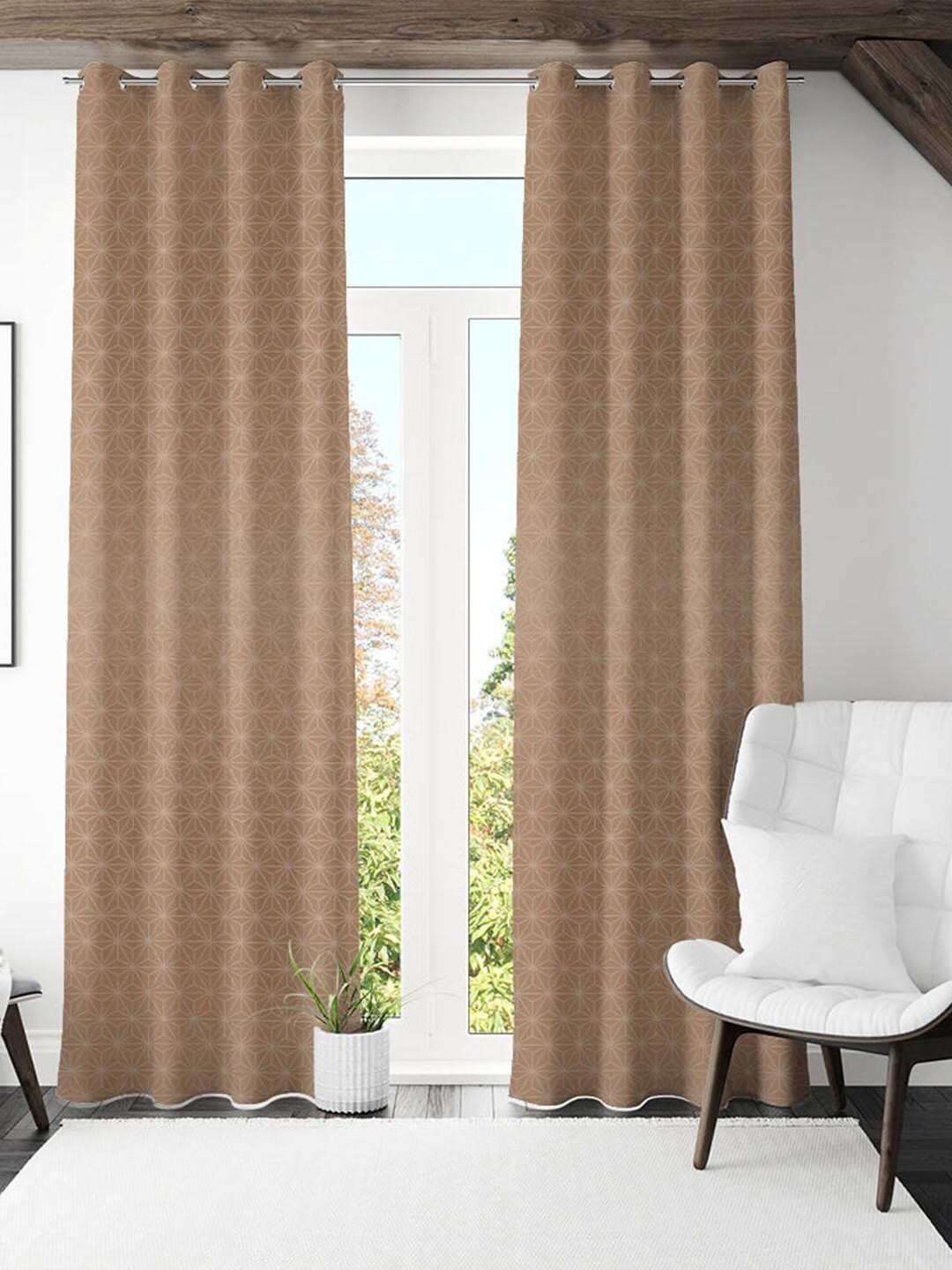 

Athome by Nilkamal Veera Beige & Cream-Coloured 2 Pieces Door Curtains