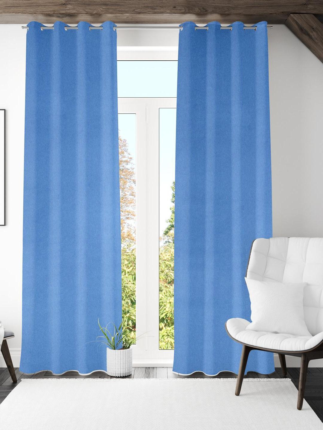 

Athome by Nilkamal Blue 2 Pieces Black Out Long Door Curtains
