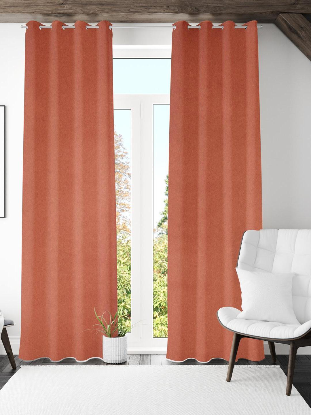 

Athome by Nilkamal Rust 2 Pieces Black Out Long Door Curtains