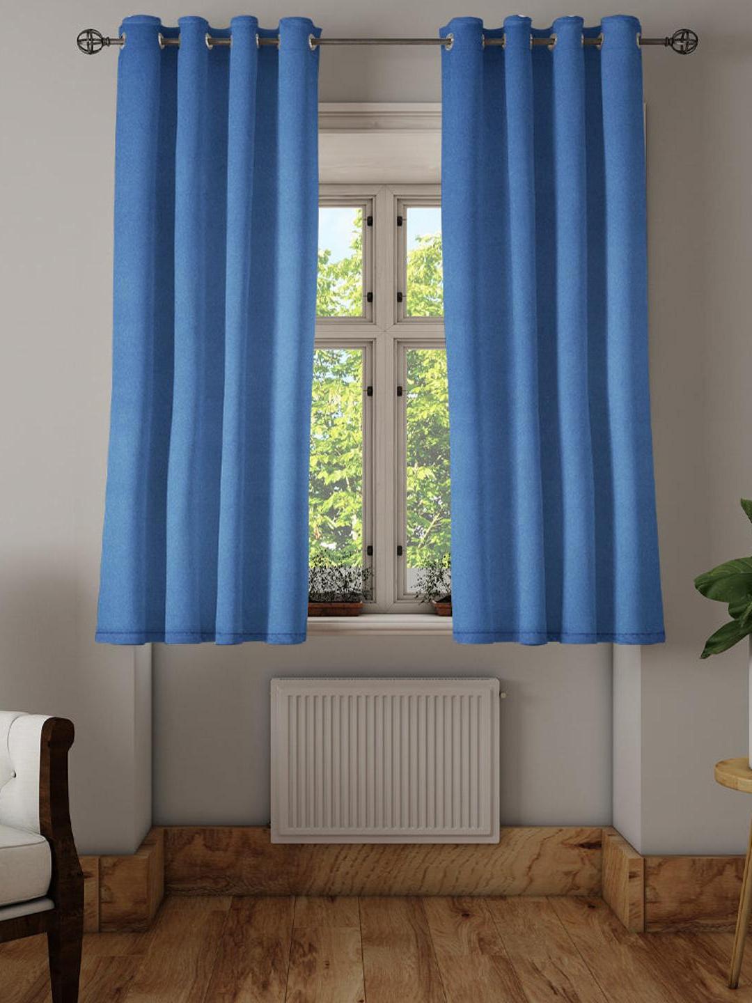 

Athome by Nilkamal Blue 2 Pieces Black Out Window Curtains