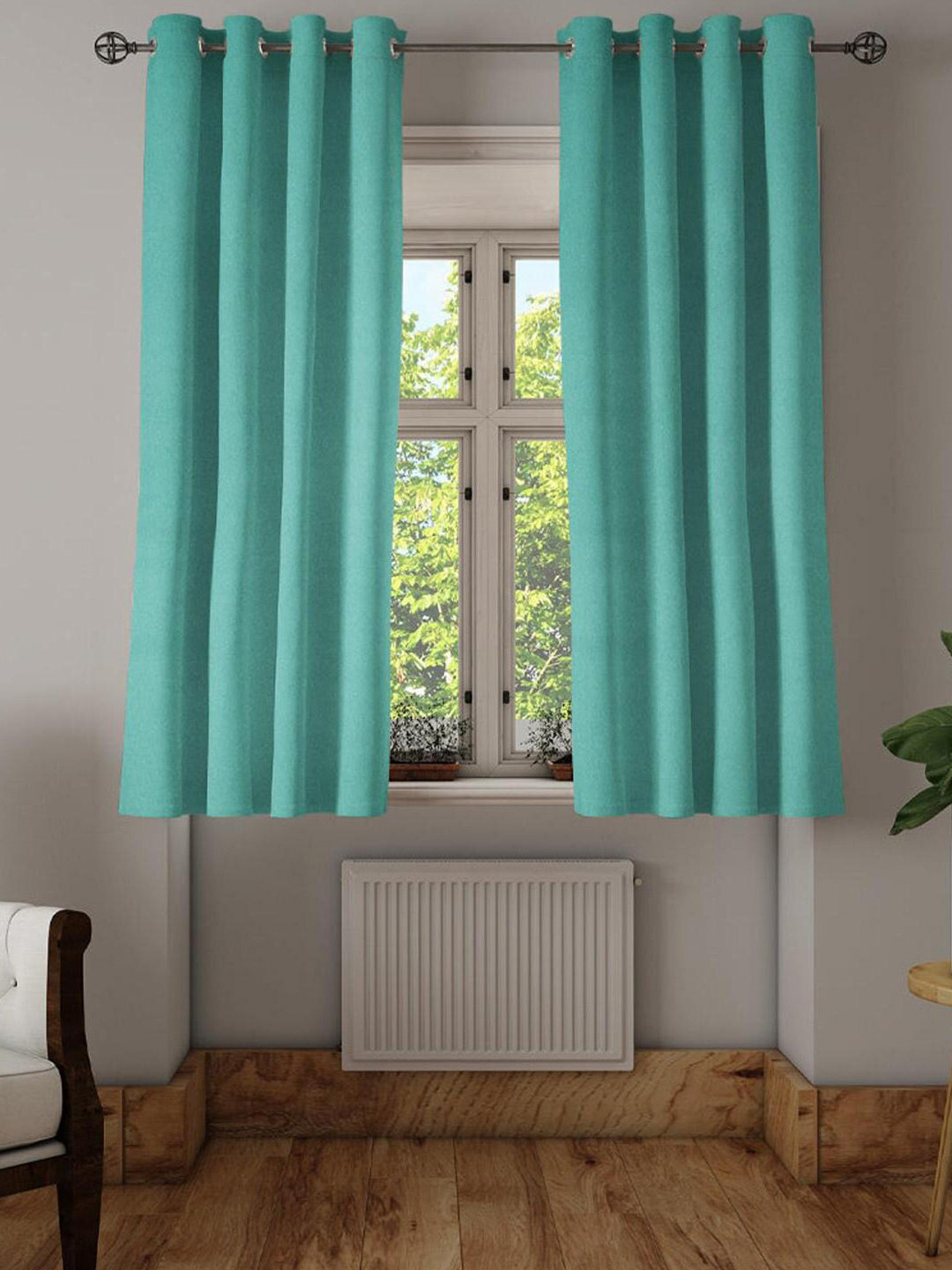 

Athome by Nilkamal Sea Green 2 Pieces Black Out Window Curtains