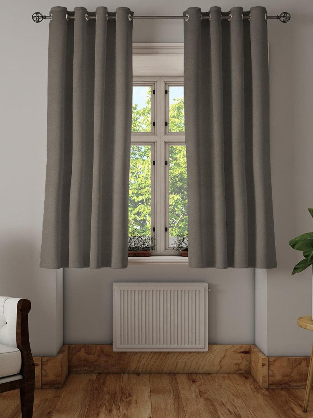 

Athome by Nilkamal Brown 2 Pieces Black Out Window Curtains