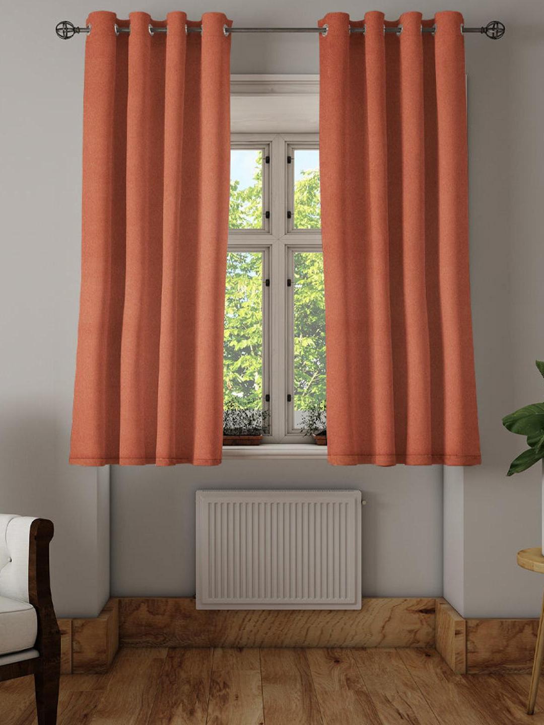 

Athome by Nilkamal Rust 2 Pieces Black Out Window Curtains