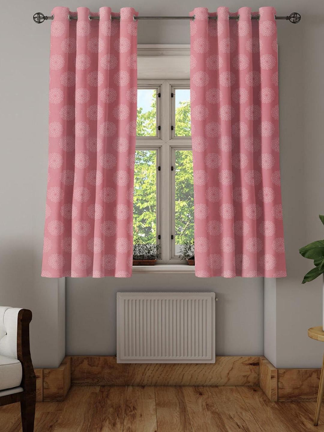 

Athome by Nilkamal Pink 2 Pieces Floral Window Curtains