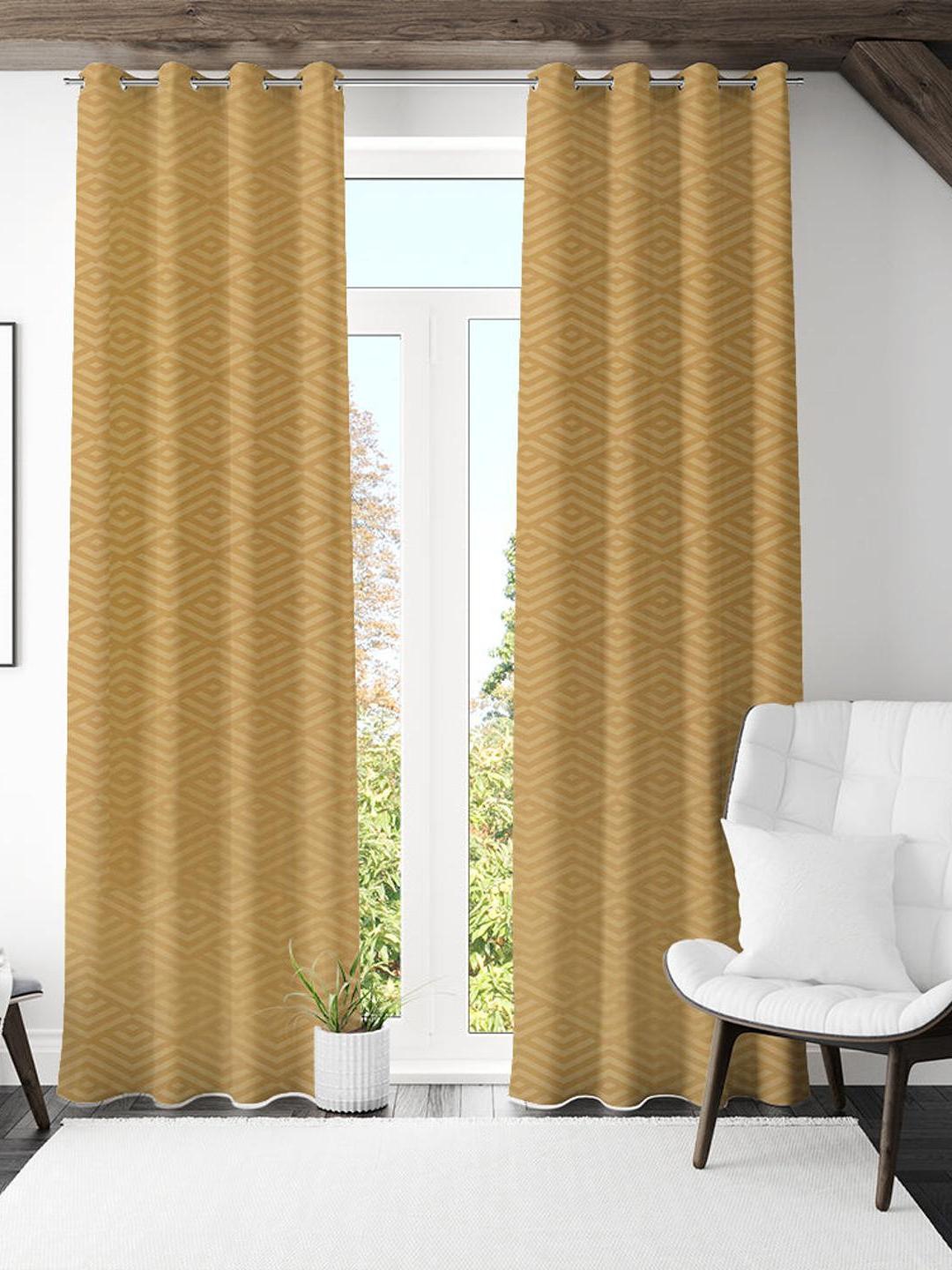 

Athome by Nilkamal Veera Beige 2 Pieces Geometric Long Door Curtains