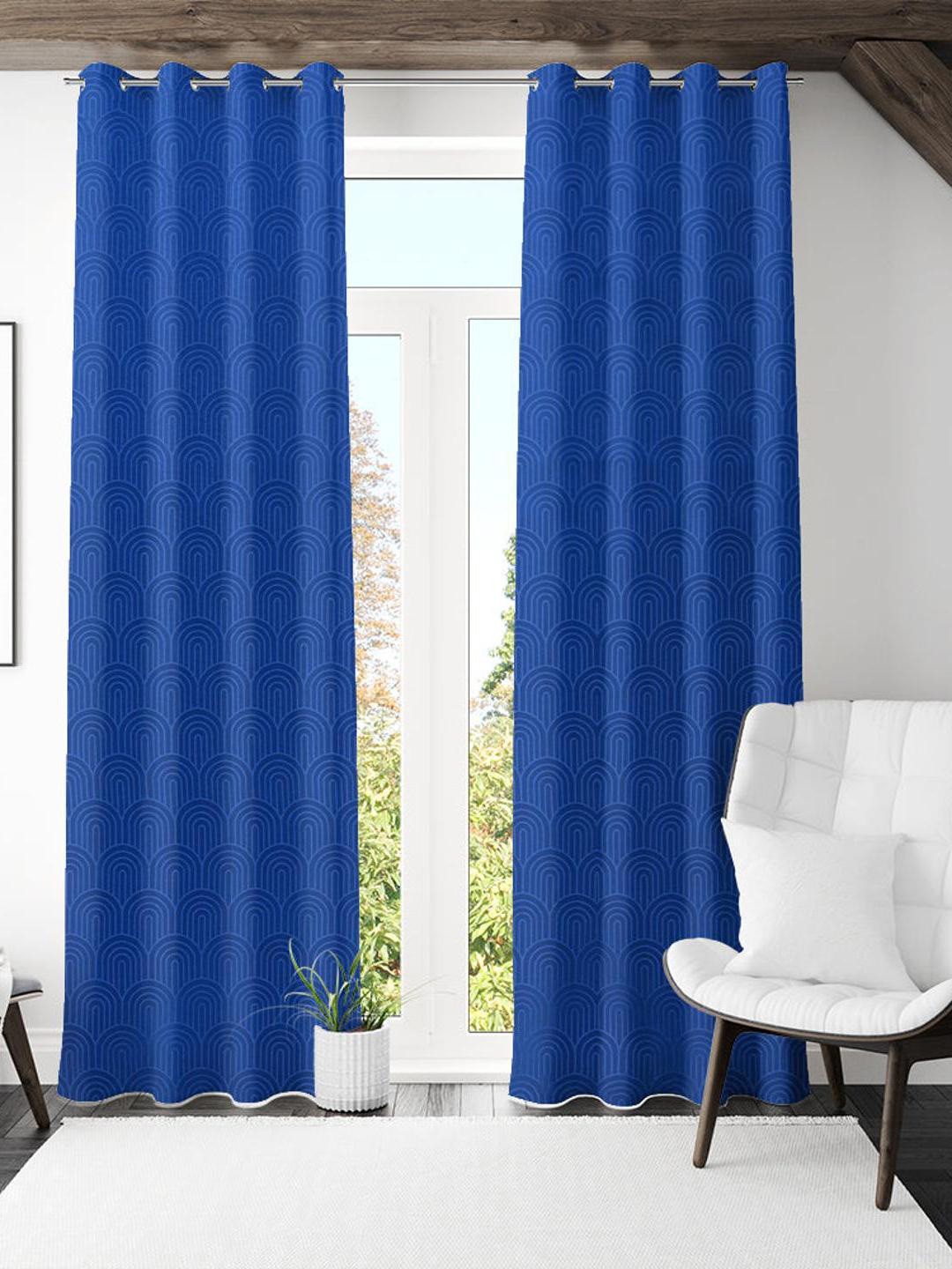 

Athome by Nilkamal Veera Blue 2 Pieces Geometric Long Door Curtains