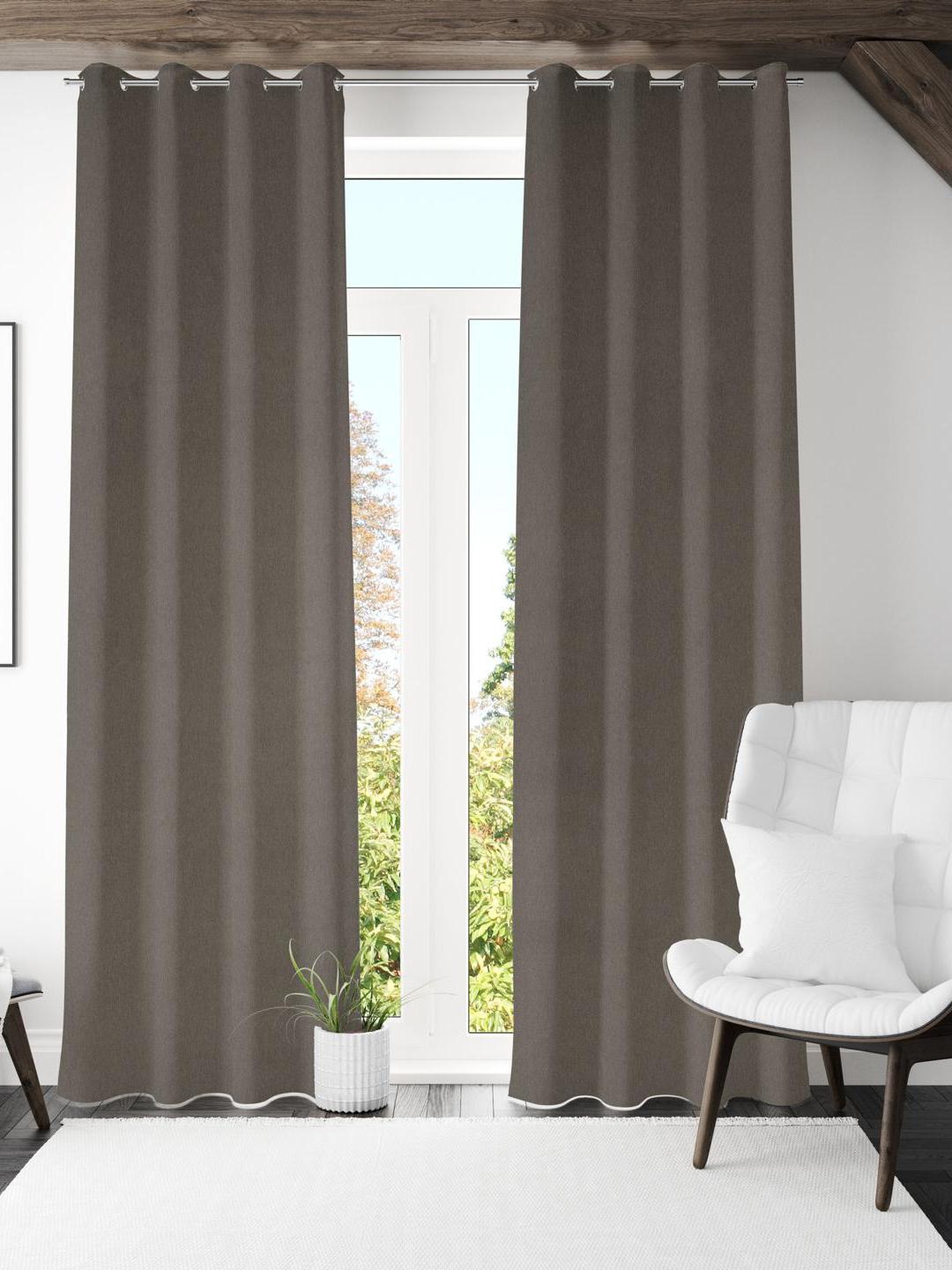 

Athome by Nilkamal Brown 2 Pieces Black Out Door Curtains