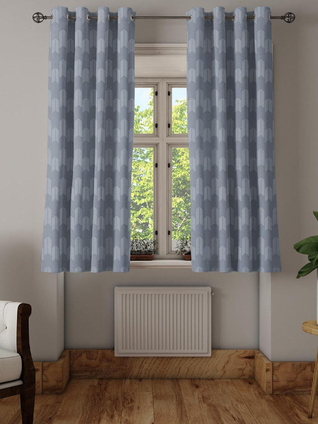 

Athome by Nilkamal Grey 2 Pieces Abstract Printed Black Out Window Curtains
