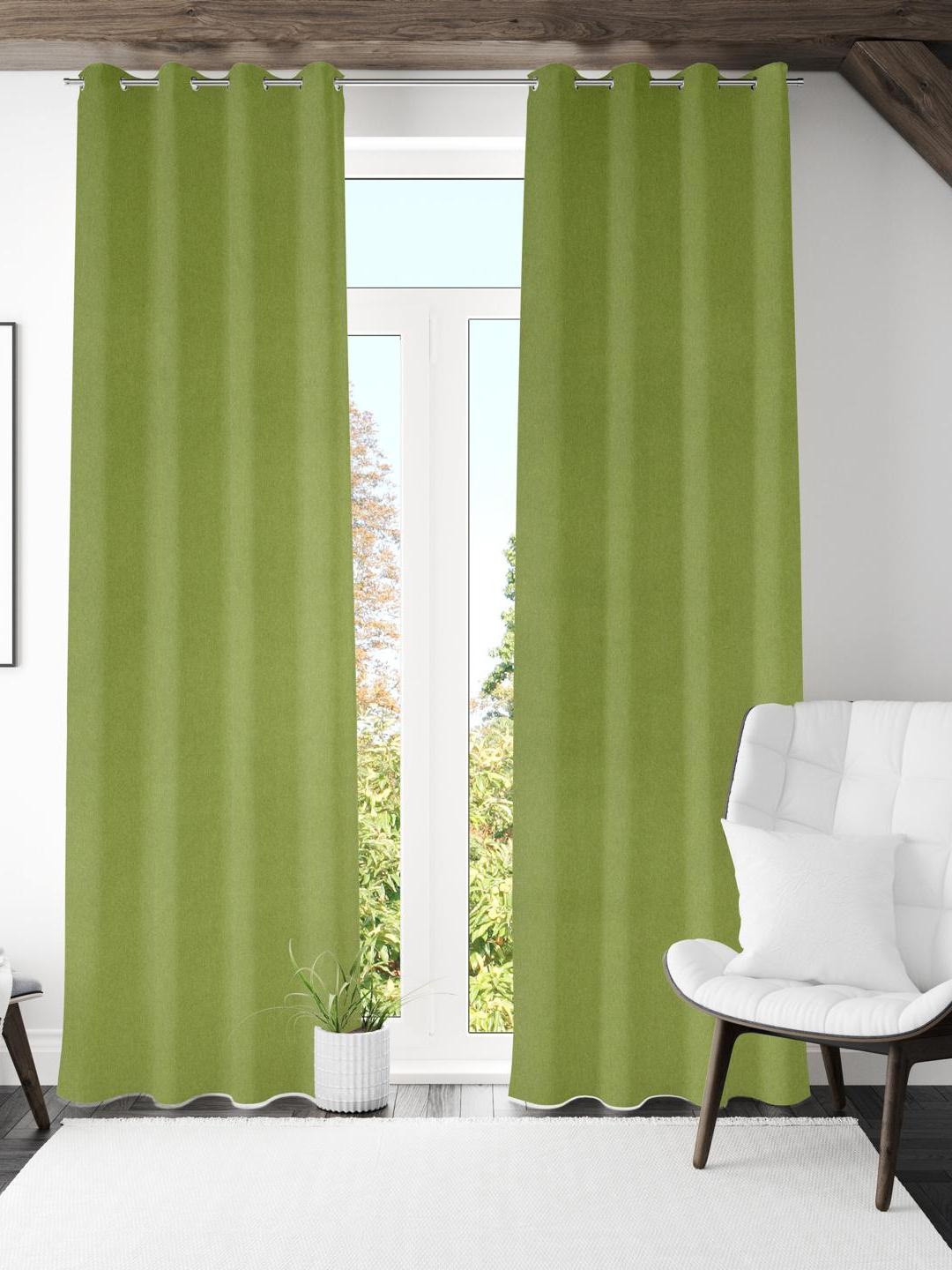 

Athome by Nilkamal Visto Green 2 Pieces Black Out Long Door Curtains