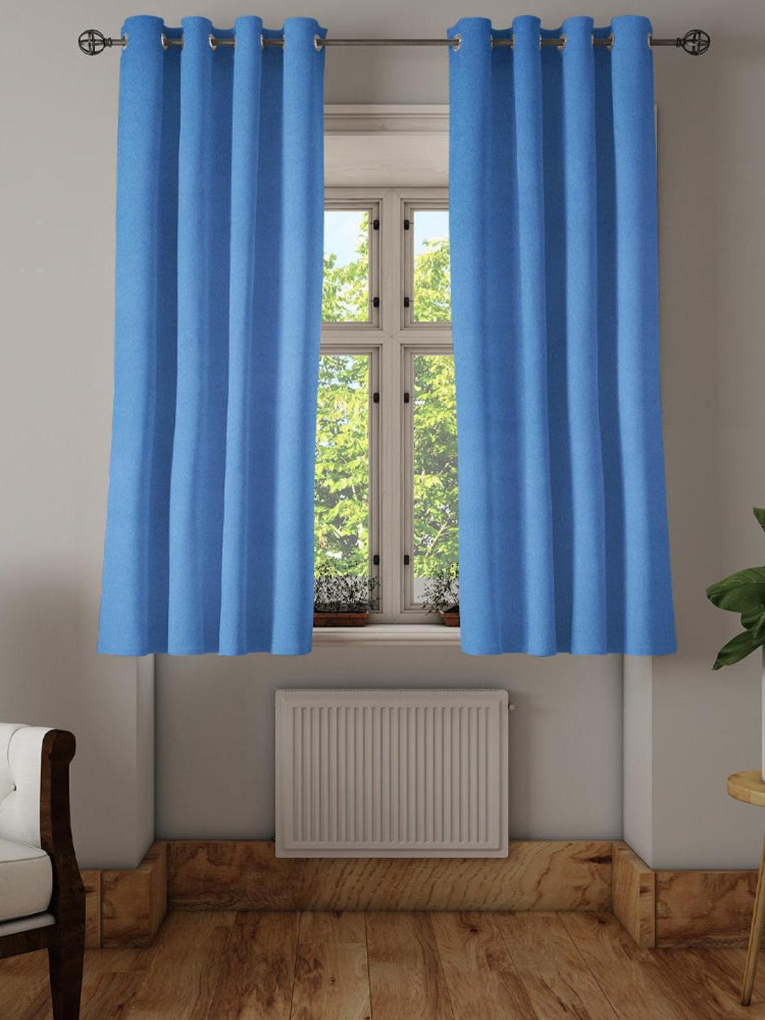 

Athome by Nilkamal Blue 2 Pieces Black Out Window Curtains