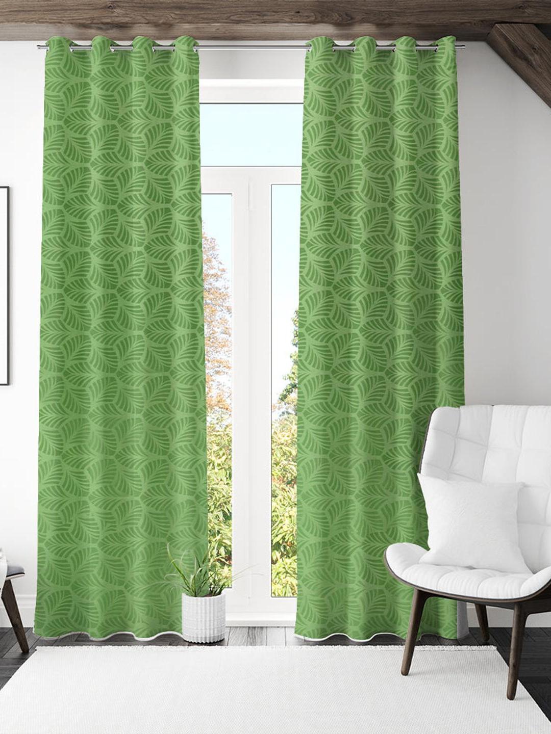 

Athome by Nilkamal Green & Cream-Coloured 2 Pieces Floral Long Door Curtains