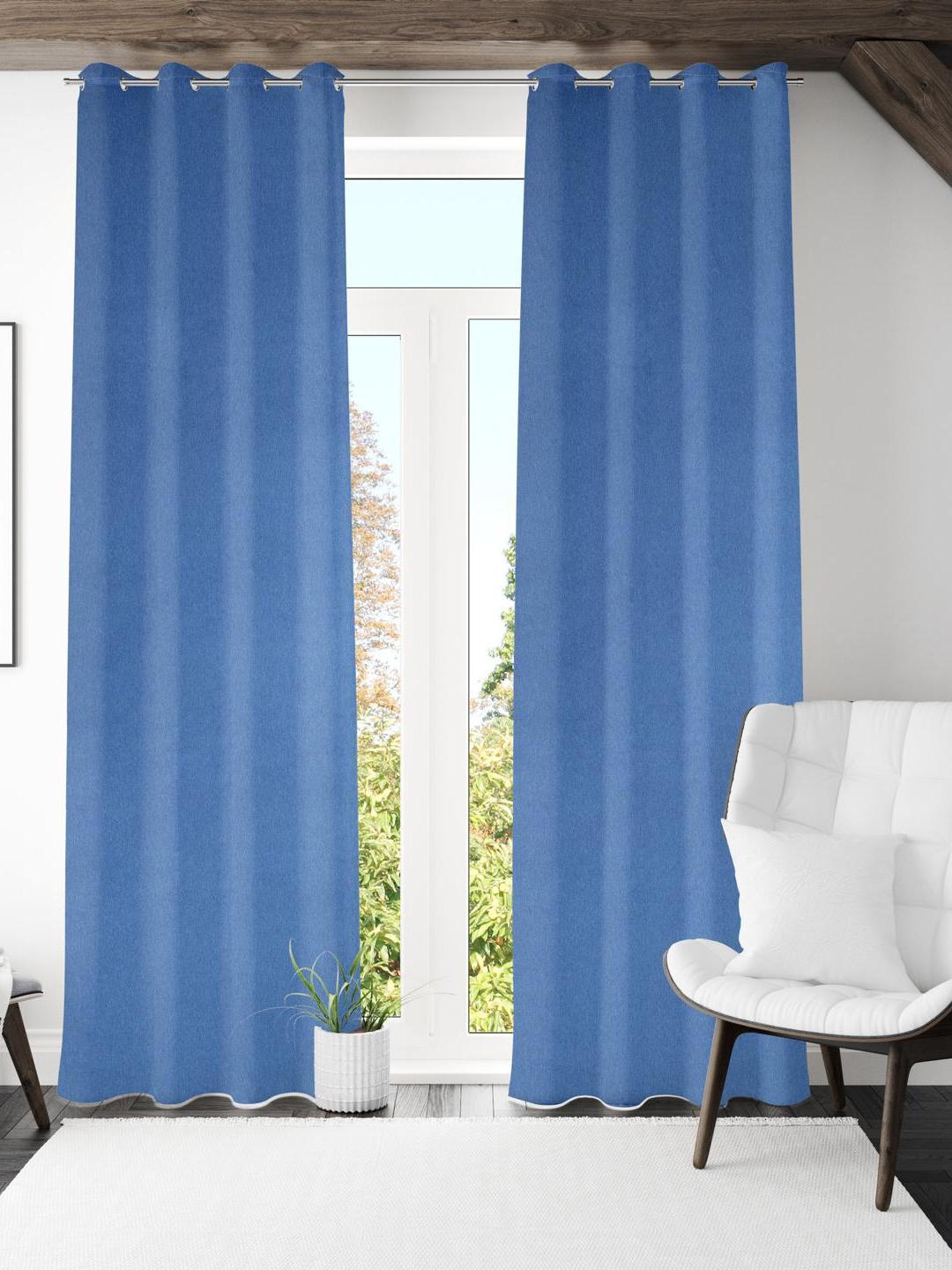 

Athome by Nilkamal Blue 2 Pieces Black Out Long Door Curtain