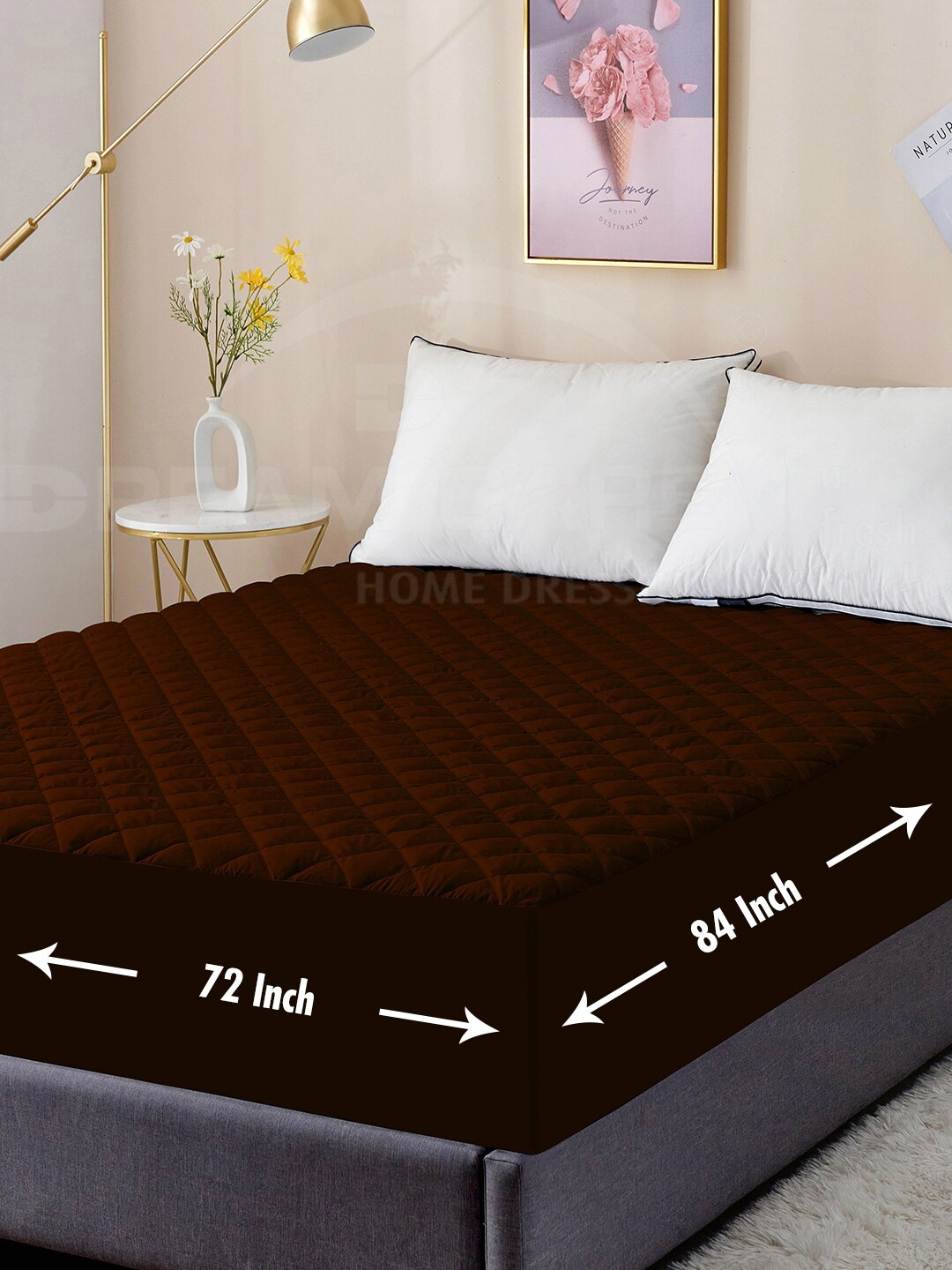 

DREAM CARE Coffee Brown Quilted Cotton Breathable Mattress Protector