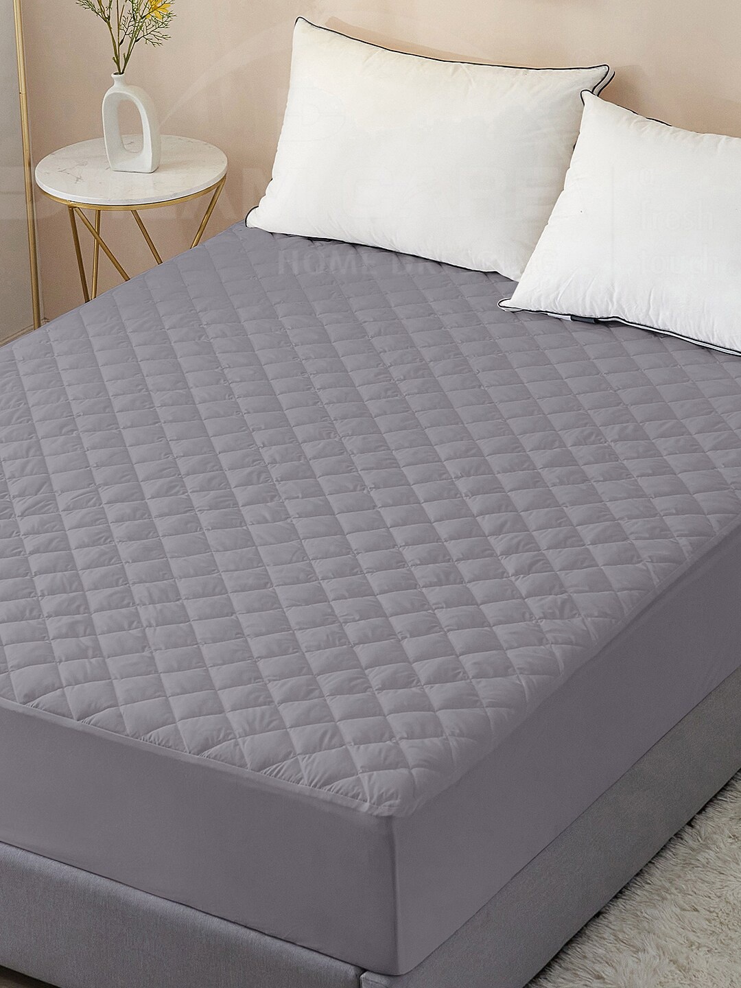 

DREAM CARE Grey Quilted Cotton Breathable Mattress Protector