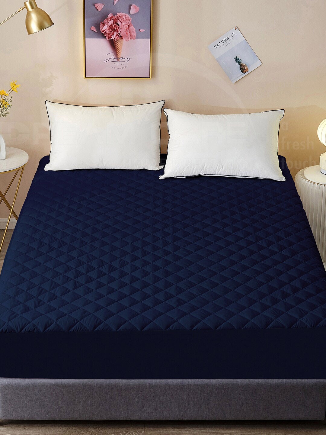 

DREAM CARE Blue Quilted Cotton Waterproof & Breathable Mattress Protector