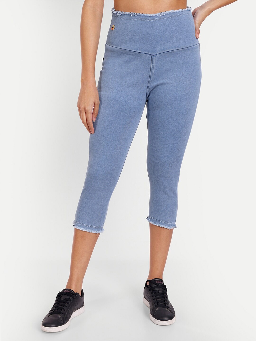 

BAESD Women Mid-Rise Cotton Capris, Blue