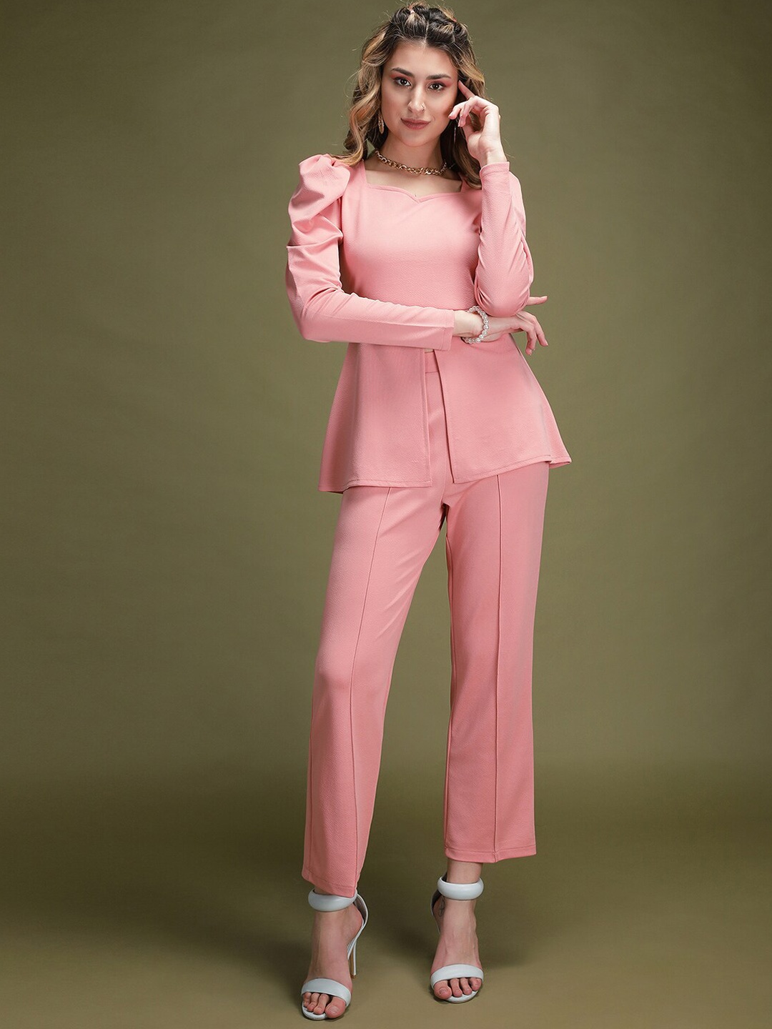 

Selvia Puff Sleeves Top With Trouser, Peach