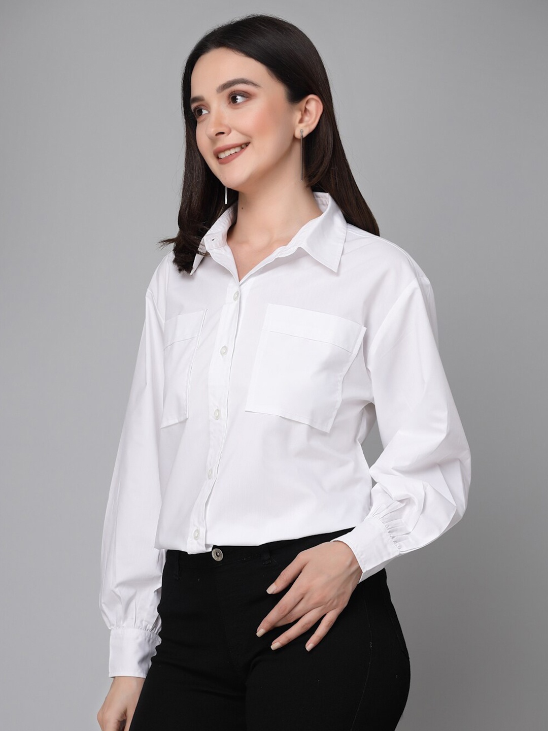 

Style Quotient White Relaxed Boxy Cotton Formal Shirt