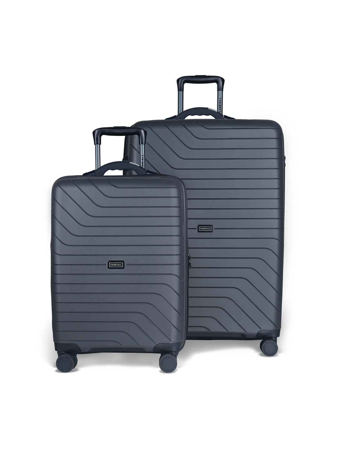 

CARRIALL Set Of 2 Textured Hard-Sided Trolley Suitcases, Grey