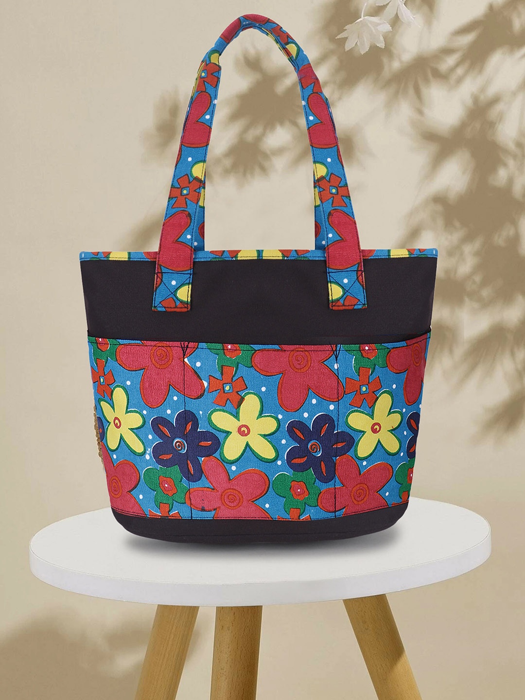 

Anekaant Floral Shopper Printed Cotton Canvas Tote Bag, Brown