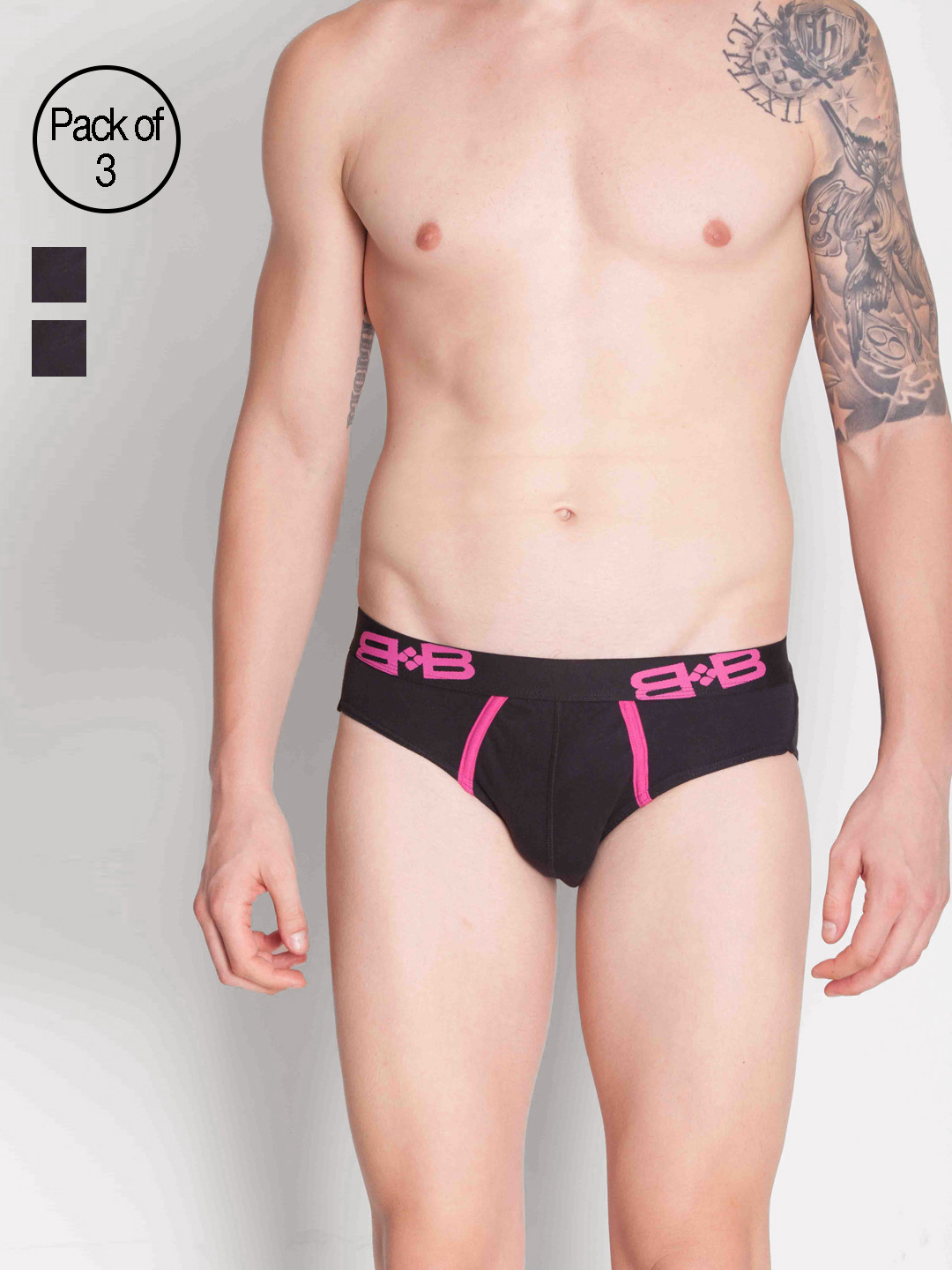 

Dollar Bigboss Men Solid Pack of 3 Cotton Superior Snug Fit Briefs MDBR-02-R1-PO3-BLK, Black