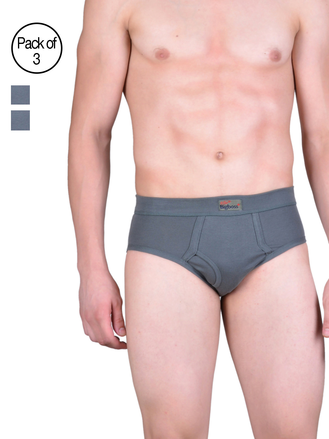 

Dollar Bigboss Men Pack of 3 Spandex Integrated Cotton Briefs MDBR-06-PO3-R1-BB, Charcoal