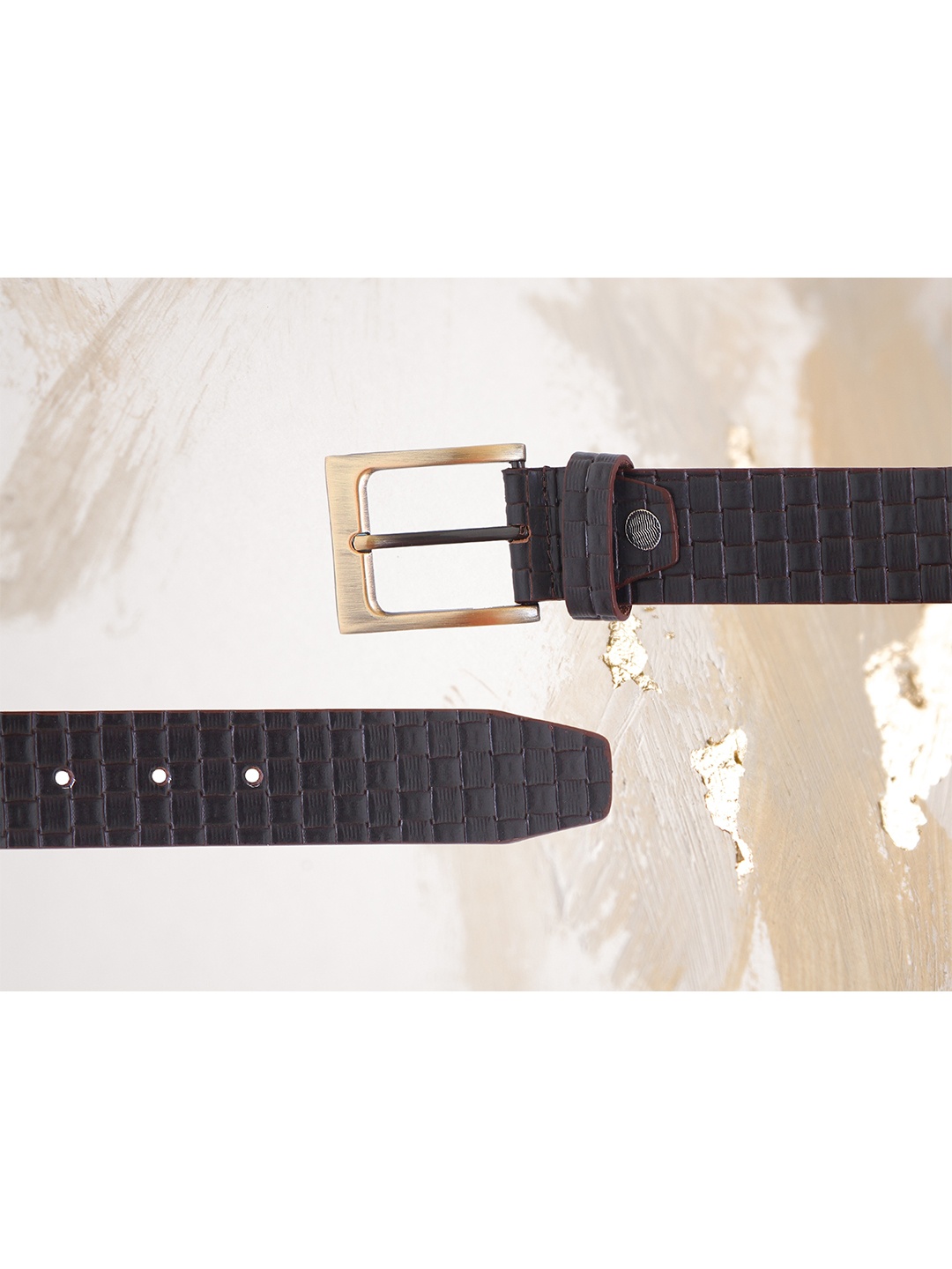 

Calvadoss Men Textured Leather Belt, Brown