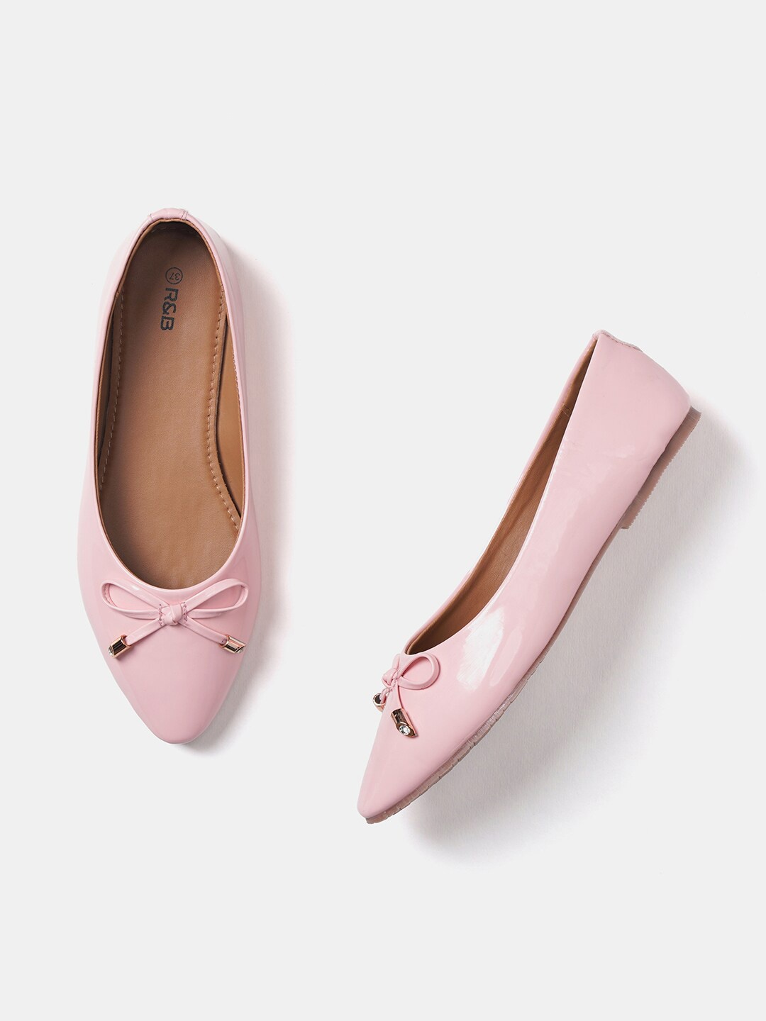 

R&B Women Solid Ballerinas with Bow Detail, Pink