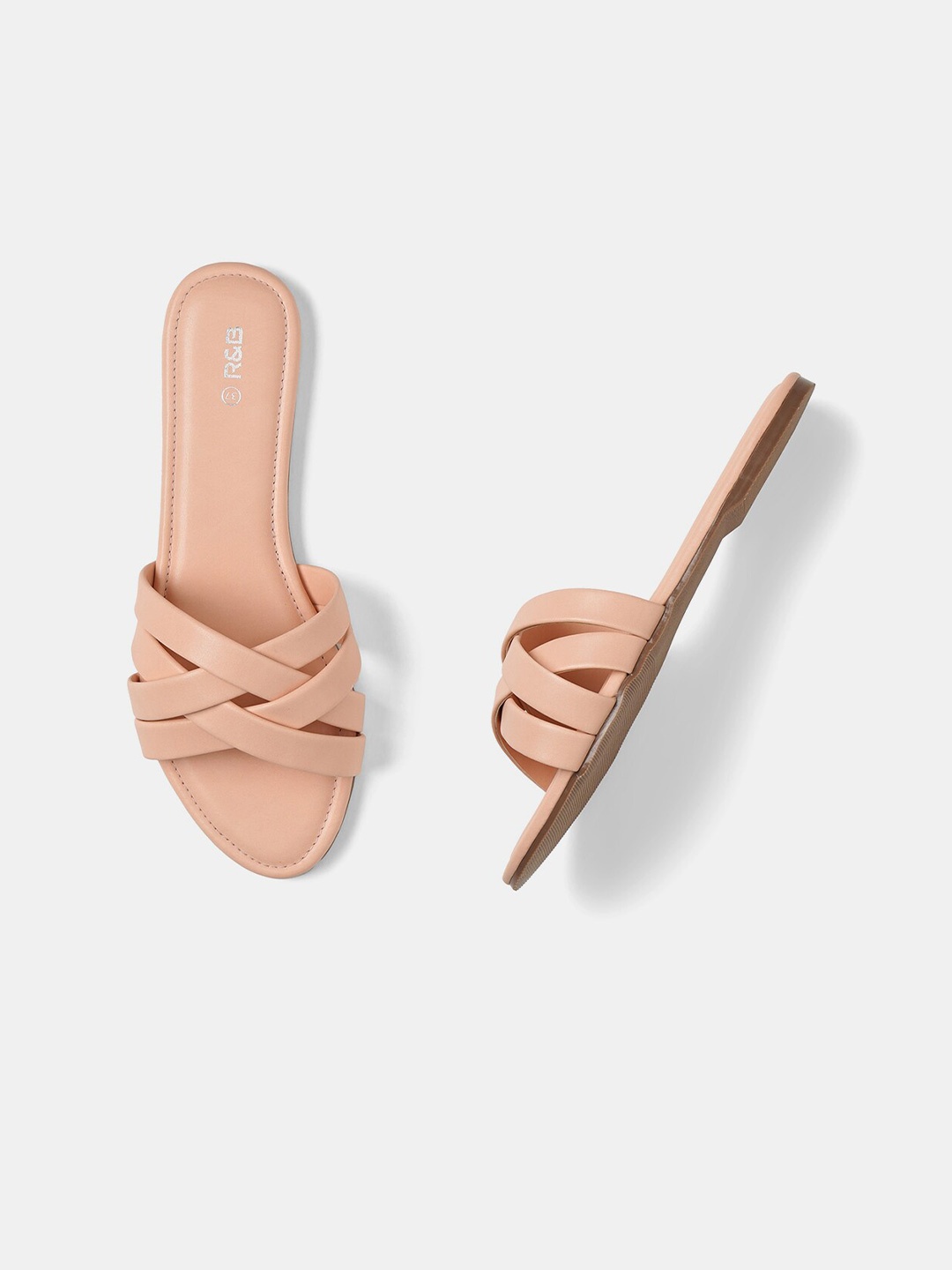 

R&B Women Open Toe Flats, Peach