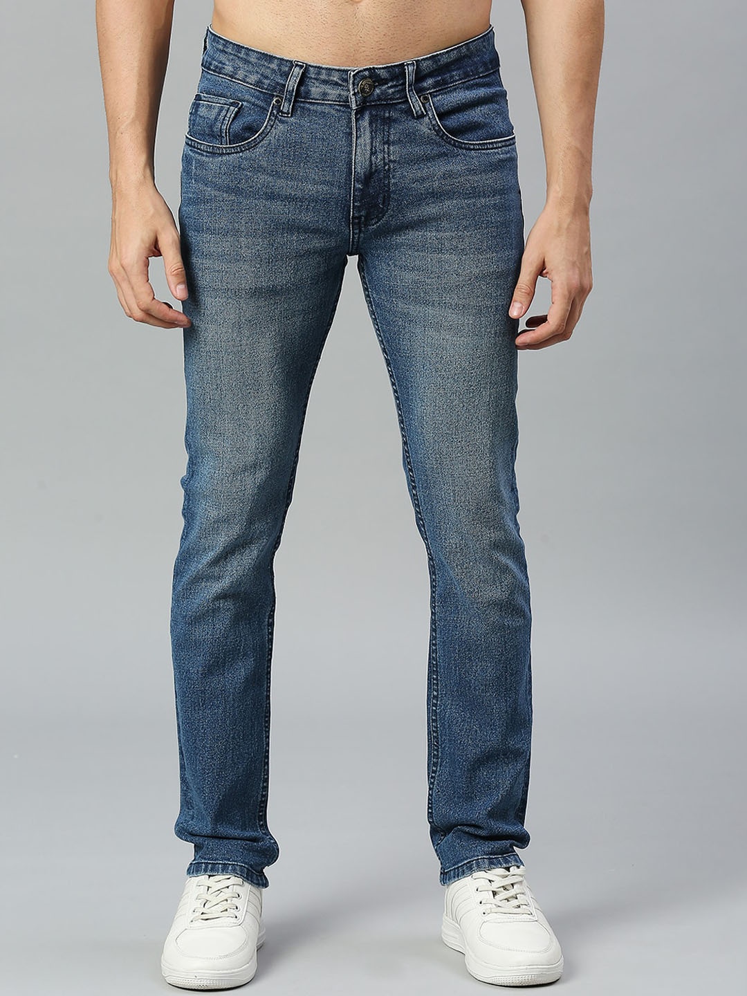 

Thomas Scott Men Mid-Rise Smart Slim Fit Light Fade Clean Look Stretchable Jeans, Blue