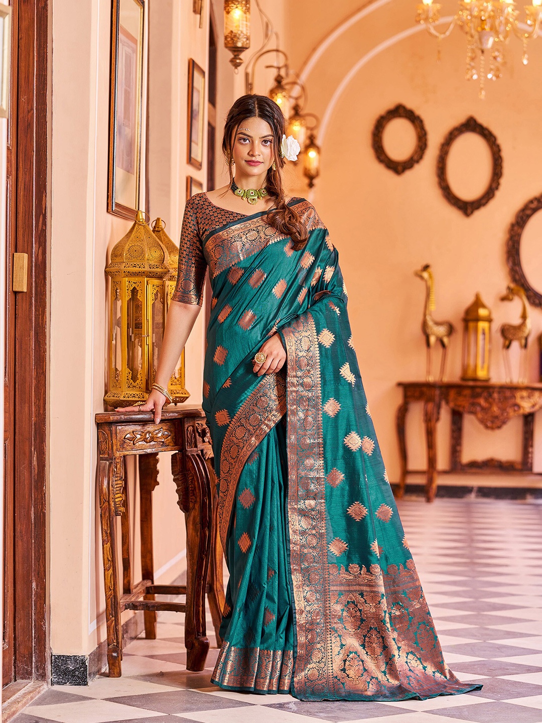 

elora Ethnic Motif Woven Design Zari Banarasi Saree, Green