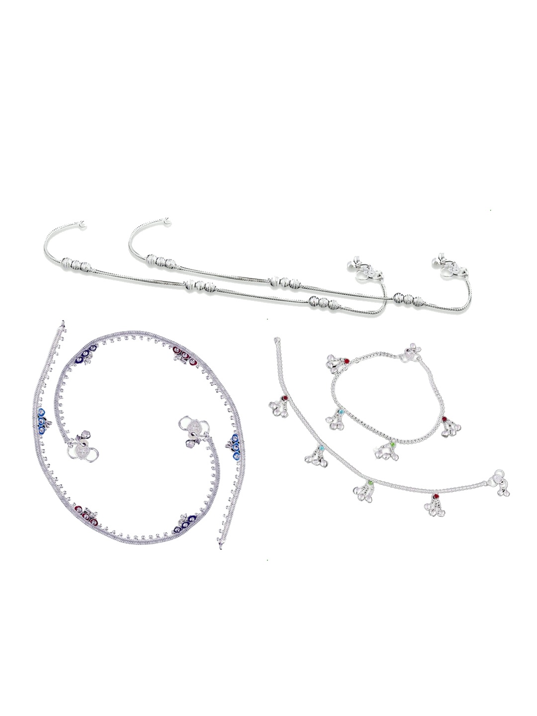 

RUHI COLLECTION Set Of 3 Silver-Plated Anklets