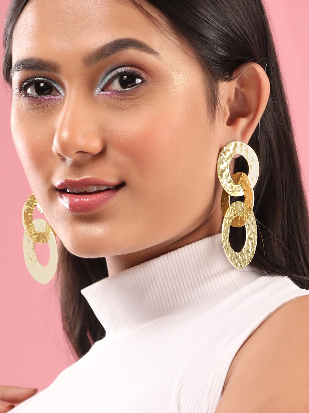 

Rubans Voguish Gold-Plated Circular Drop Earrings