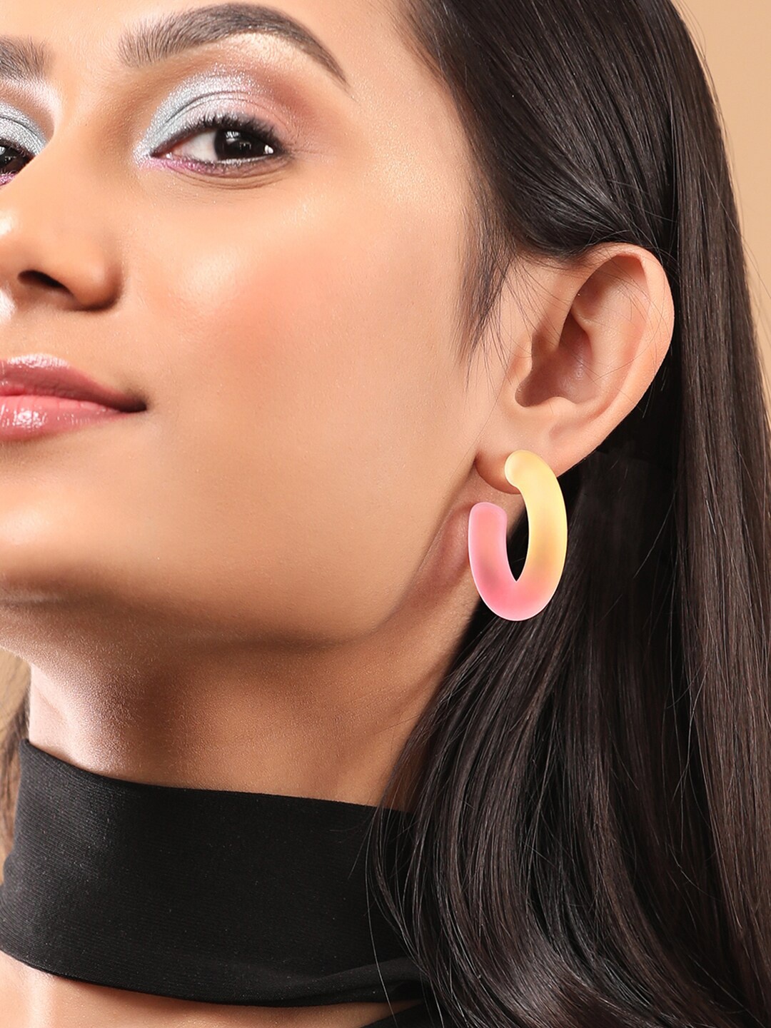 

Rubans Voguish Set Of 2 Gold-Plated Half Hoop Earrings