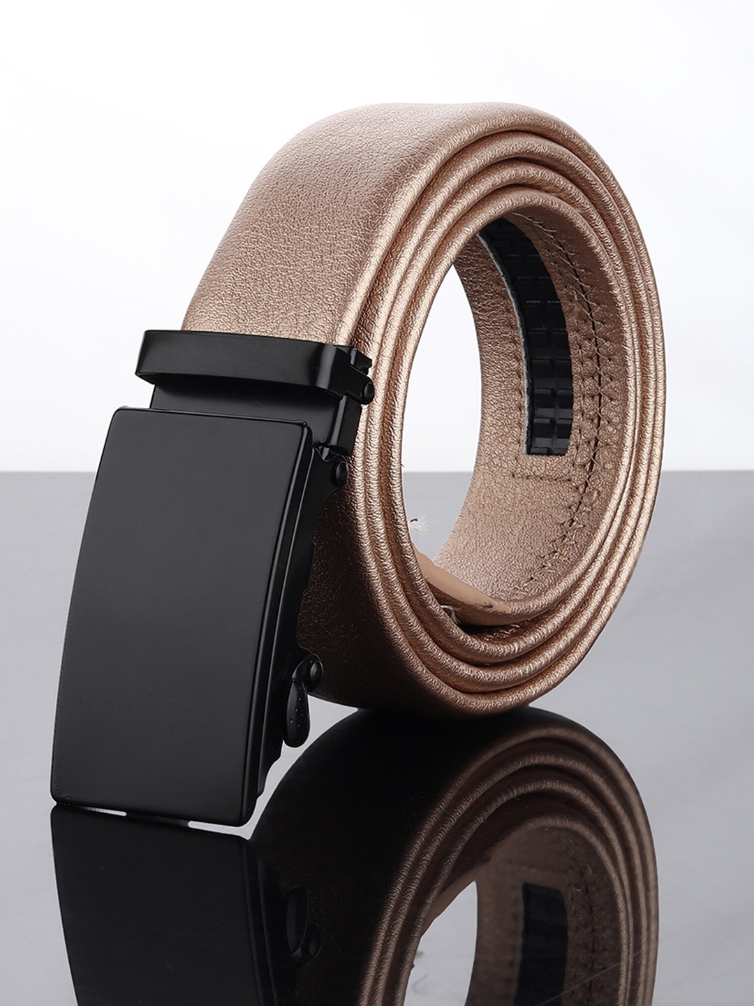 

Kastner Men Textured Synthetic Leather Belt, Gold