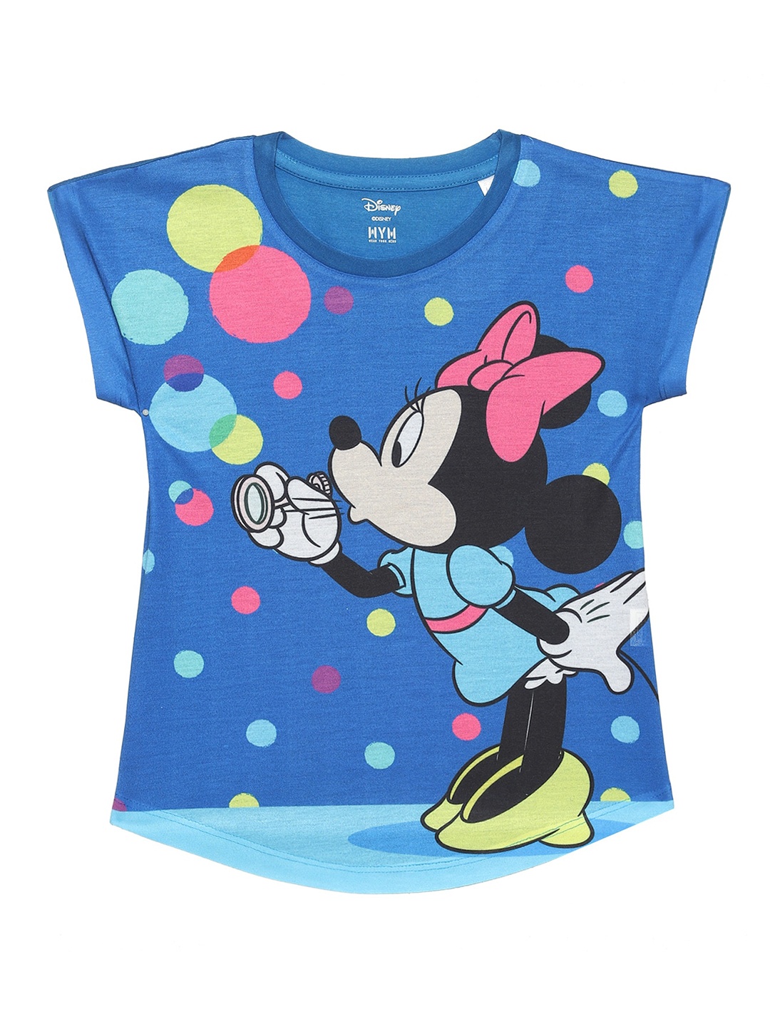 

Wear Your Mind Girls Minnie Mouse Graphic Printed Cap Sleeves Cotton Top, Blue