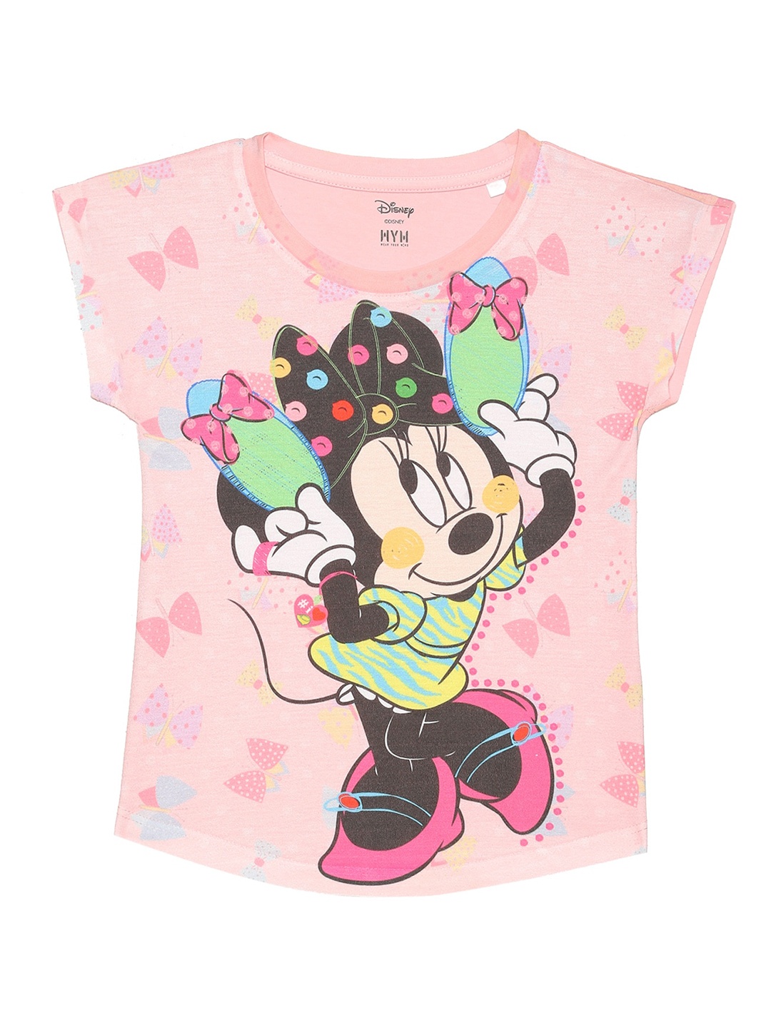 

Wear Your Mind Girls Minnie Mouse Graphic Printed Cap Sleeves Top, Pink