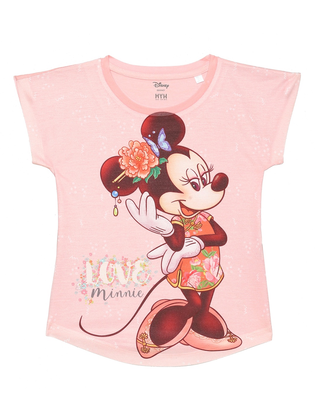 

Wear Your Mind Girls Minnie Printed Extended Sleeves Top, Pink