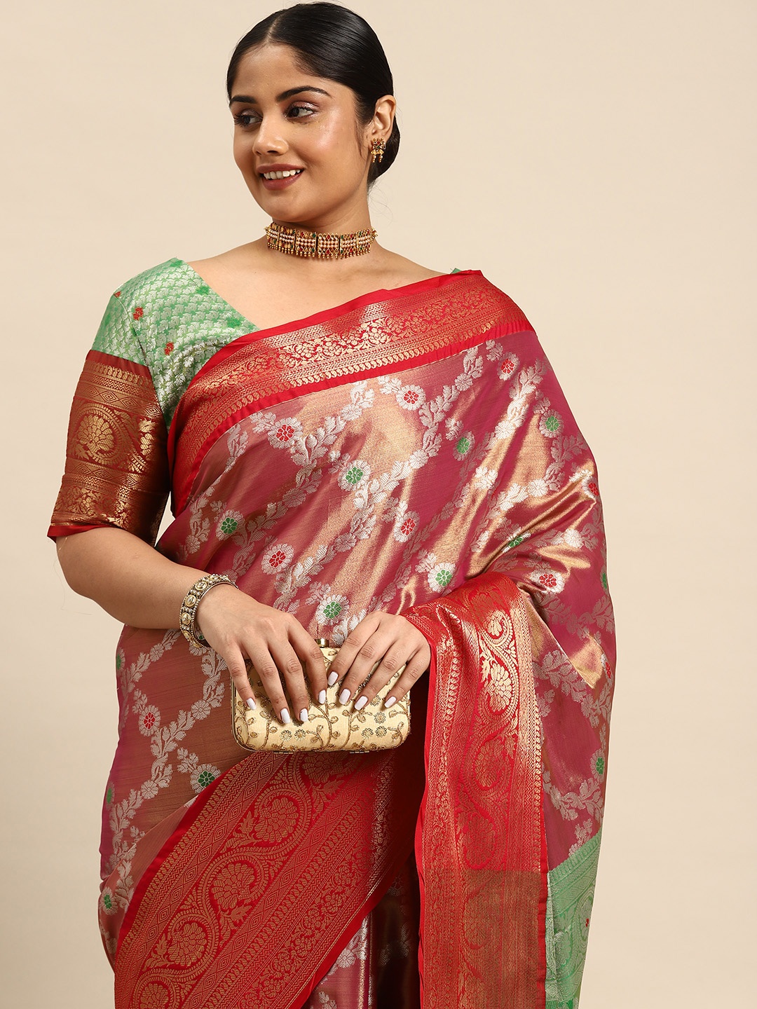 

Sztori Ethnic Motifs Zari Art Silk Banarasi Saree, Maroon