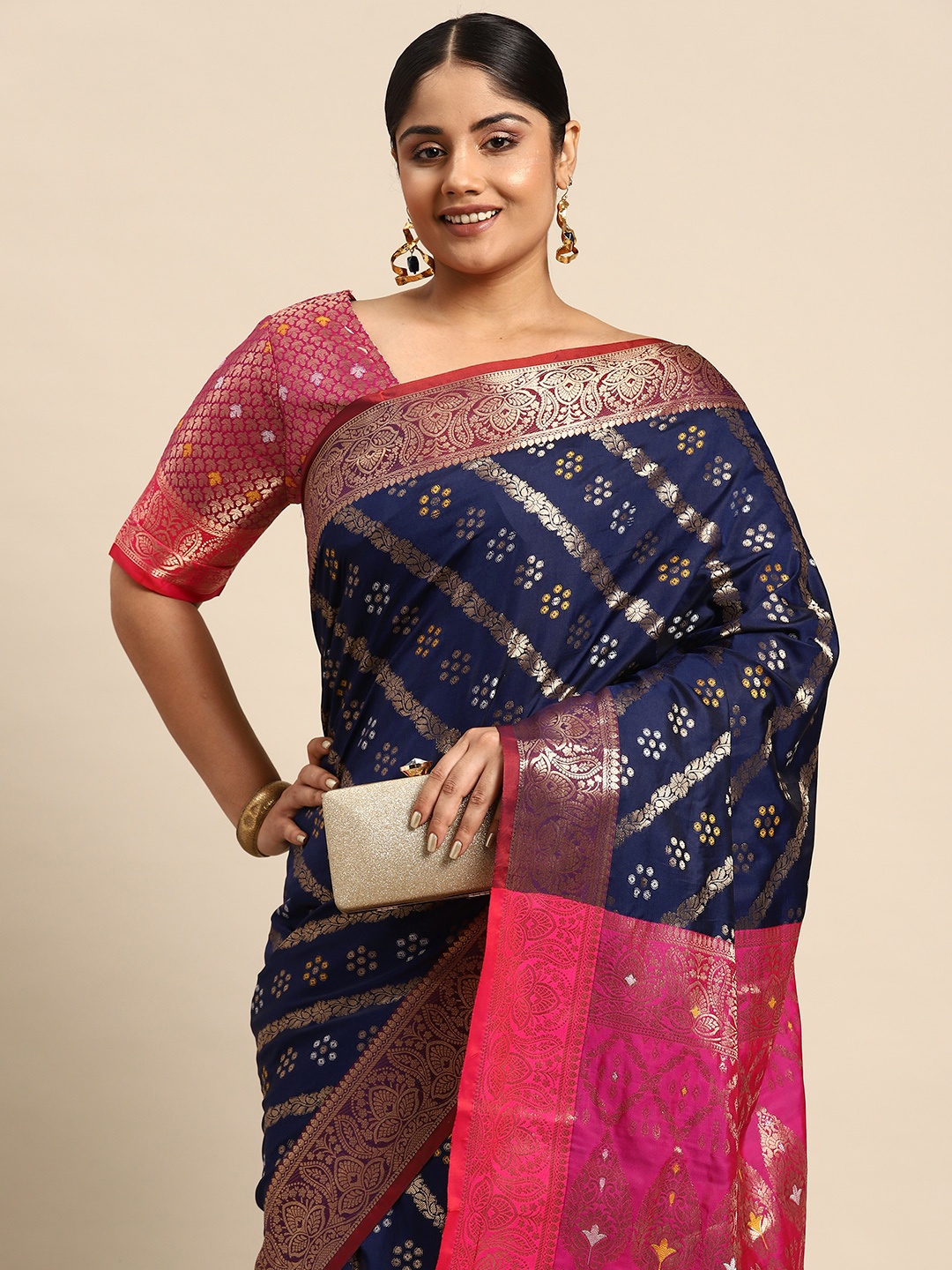 

Sztori Woven Design Ethnic Motifs Zari Banarasi Saree, Blue