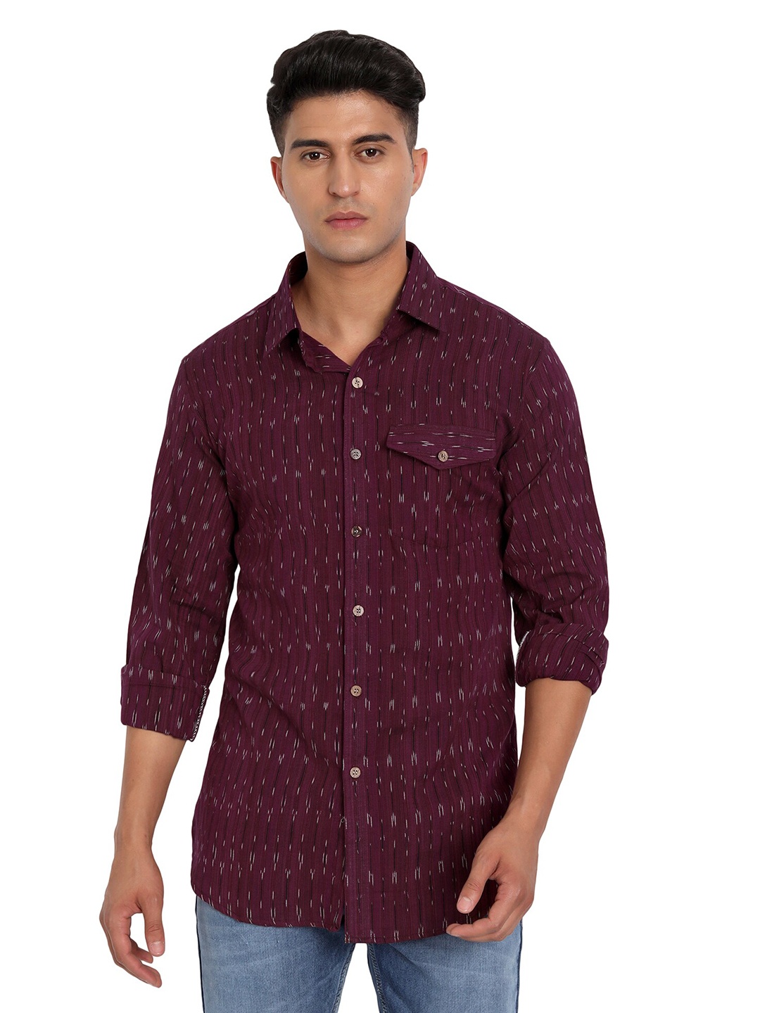 

Aashima Wahal Vertical Striped Comfort Cotton Casual Shirt, Maroon
